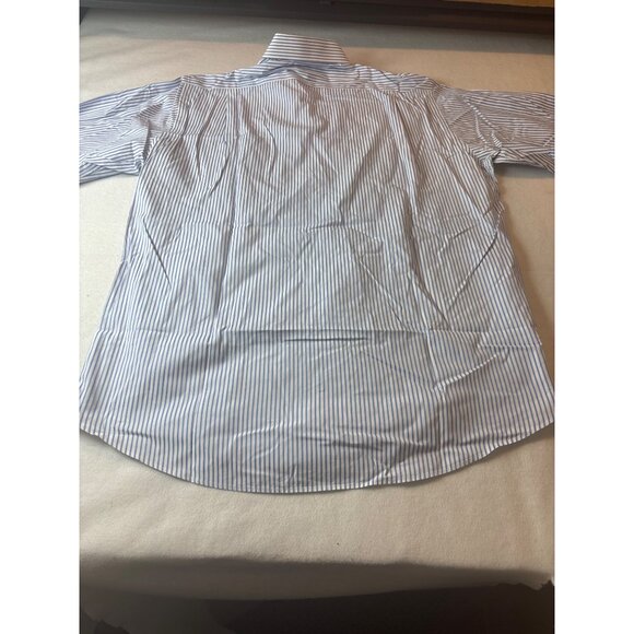 Faconnable Mens Blue & White Pinstripe Dress Shirt 16.5 XL 100% Cotton Made In U - Picture 8 of 11
